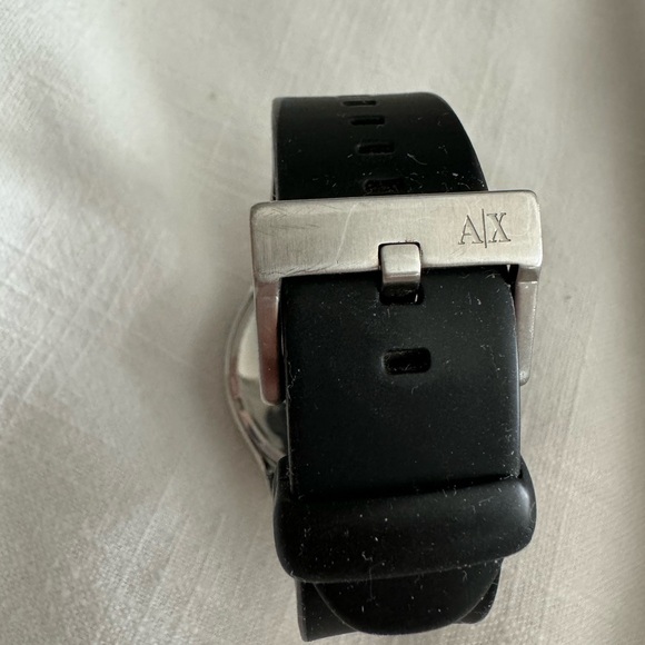 Armani Exchange Chronograph Black Dial Black Silicone Rubber Mens Watch AX1400 - Picture 4 of 6